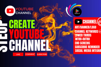 setup youtube channel creating logo, art, SEO, intro, outro