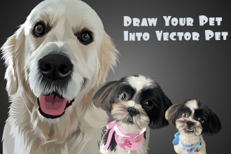 draw cartoon portrait of  dog , cat , animal pet in 24 hours