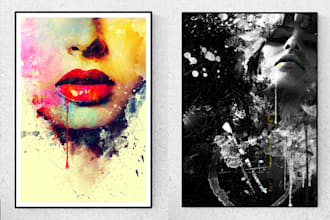 design abstract or watercolor canvas wall art in my style