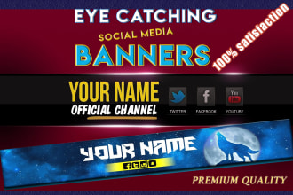 design youtube thumbnail, banner, facebook cover, twitter, twitch cover