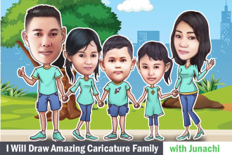 draw amazing caricature family
