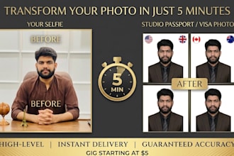 do passport size photo from any photo urgently in 1 hour