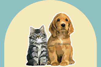 make a cute cartoon drawing of your dog, cat, or any pet