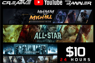 design a youtube banner, gaming, in 24 hour