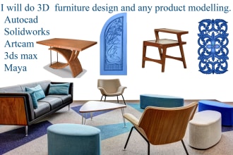 do 3d furniture design and any product modelling