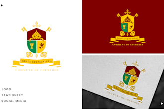 design modern church religious seal or ministry logo