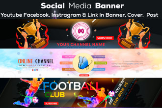 design  youtube banner, facebook, instagram, linkedin cover,