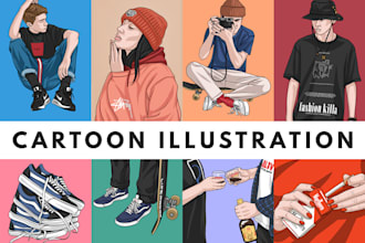 draw professional cartoon portrait illustration