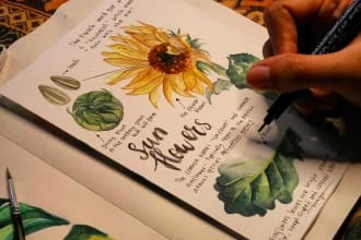 draw an aesthetic flower in watercolor