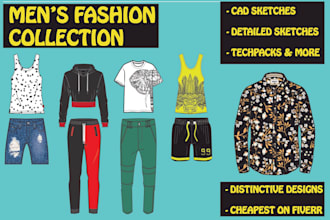 be your fashion designer, creating fashion techpacks for merch designs