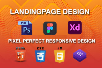 design landing page, xd to html, psd to html, figma to html