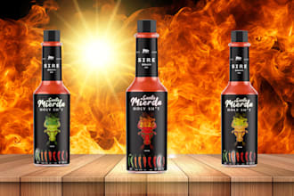 do product label design, sauce bottle label design