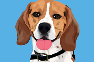 draw dog cat pet portrait vector illustration
