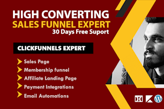 build and be your clickfunnels, kajabi, kartra and wordpress, sales page expert