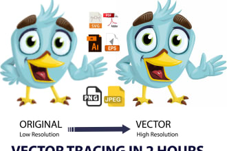 do vector tracing, logo to vector, image to vector in 2 hrs