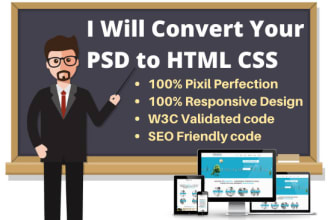 convert your PSD, xd, figma, or sketh to HTML CSS bootstrap