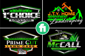 design best agriculture grass trimming landscape and lawn care logo