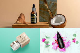 design pouch label, jar label, skincare label, or cosmetics label design