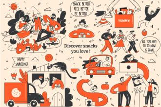 create vector doodle line art illustration in my style