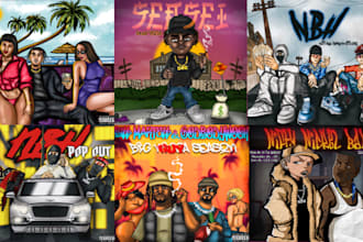 draw a cartoon cover art, single, mixtape or album cover