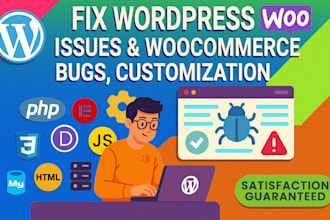 fix wordpress issues and woocommerce bugs, customization