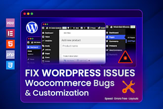 fix wordpress issues and woocommerce bugs, customization