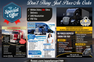 design logistics truck dispatch cargo truck freight broker flyer