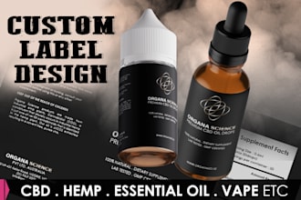 design an eyecatching product label for cbd, hemp, vape, e liquid and supplement