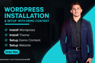 setup wordpress website and install theme with demo content