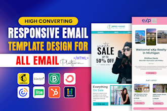 design klaviyo, mailerlite, brevo, hubspot and mailchimp email template in 5 hrs
