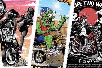 create motorcycle or kustom kulture artwork design