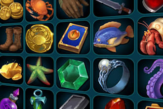 create nice 2d game assets, props, icons, objects and UI