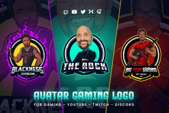 design premium gaming, twitch, mascot and avatar logo