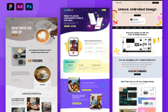 design website UI, landing page, and app mockup in figma, xd, PSD