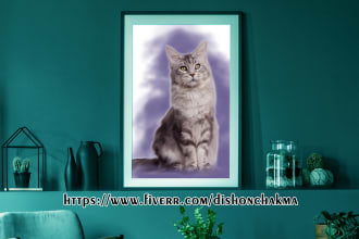 your loved pet portrait watercolor custom digital painting