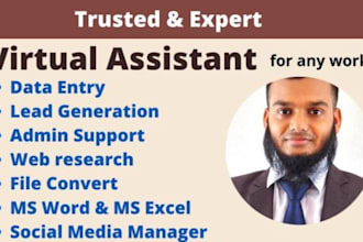 be your virtual assistant for data entry and admin support