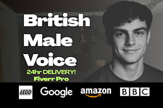 record natural british male voice over narration in 24hr