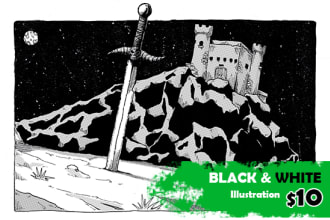 draw black and white illustration with cool style
