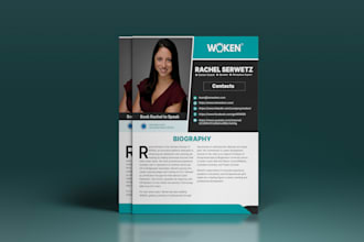 design clean speaker one sheet, bio, epk, press or media kit, profile card