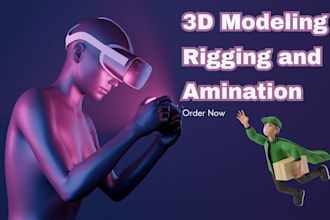 create 3d model character, rig and animate it