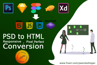 convert psd to html, sketch to html, xd to html responsive