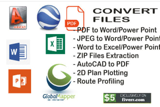 quickly convert any file to bin, word, kml, dwg, csv, pdf, dxf files