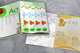 design the coloring,activity books and worksheets for kids