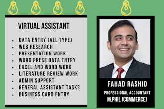 do virtual assistance, research, admin, presentation