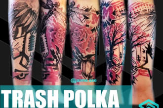 design a profesional trash polka tattoo