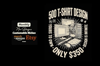 do bulk tshirt design for your amazon merch on demand