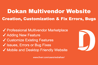 create or customize dokan multivendor website and fix dokan issues, errors