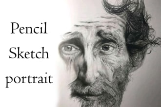 draw realistic hand drawn or digital pencil sketch portrait