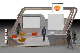 3d render of exhibition booth, kiosk, trade booth and expo stand