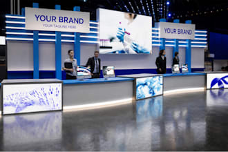 render 3d exhibition booth, kiosk, trade show and expo stand